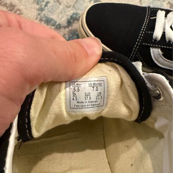 VANS X CDG Comme Des Garçons Heart Painted Black Classic Low Top Sneakers Size 7 - Picture 9 of 10